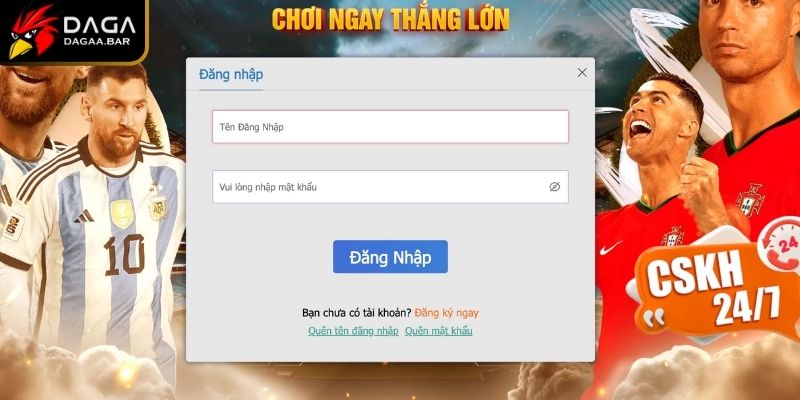 Thao tác đăng nhập vào cổng cược trên website