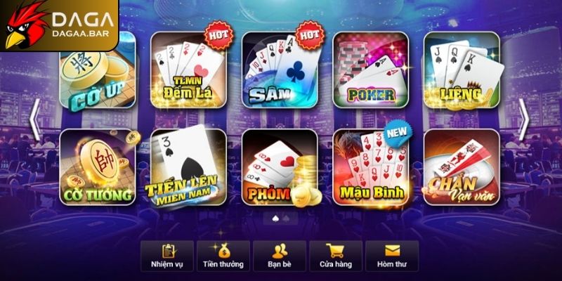 Top game bài DAGA được yêu thích hiện nay